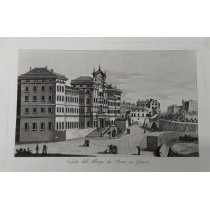 Veduta dell'Albergo dei poveri in Genova. Acquatinta. GANDINI